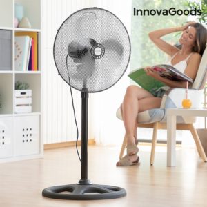 Голям въртящ се вентилатор със стойка InnovaGoods Industrial 45cm 75W - черен