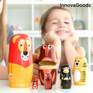 Дървени кукли матрьошки с животни InnovaGoods - 11 броя