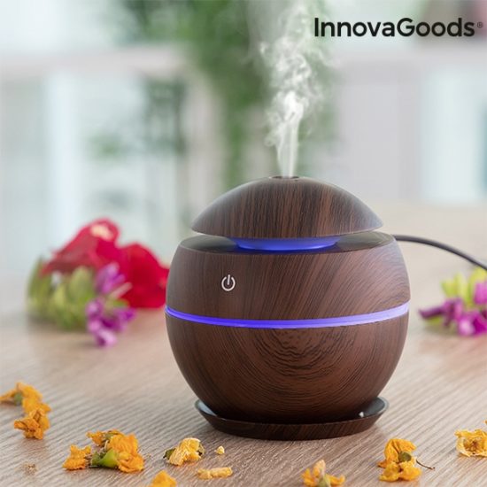 Мини овлажнител за въздух с дифузер за етерични масла InnovaGoods Dark Walnut