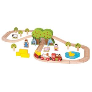 Детска дървена играчка влакче с релси Ферма Bigjigs Rail MTBJT036 1
