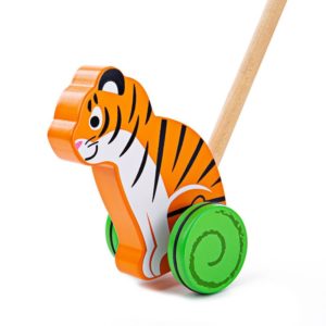 Детска дървена играчка за бутане Тигър Bigjigs MTBB137 1