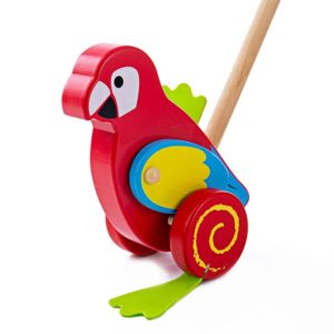 Детска дървена играчка за бутане папагал Bigjigs MTBB136 1