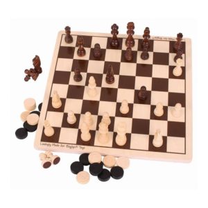 Детски дървен шах и табла Bigjigs 2 в 1 MTBJ789 1