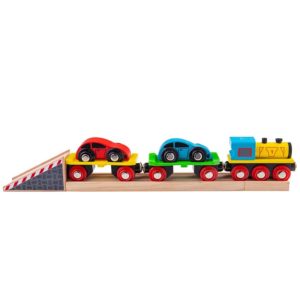 Детско дървено влакче автовоз с колички Bigjigs Rail MTBJT199 1