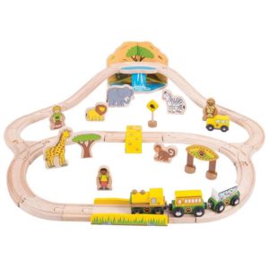 Детско дървено влакче с релси Bigjigs Rail – Сафари MTBJT069 1