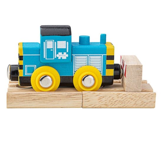 Детско дървено локомотивче Diesel Shunter Bigjigs Rail синьо MT BJT488 1