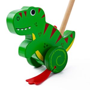 Детска дървена играчка за бутане Тиранозавър рекс Bigjigs MTBB139 1