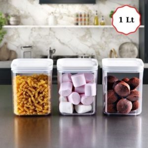 Пластмасови буркани за съхранение на храна и подправки - комплект от 3 броя по 1 литър