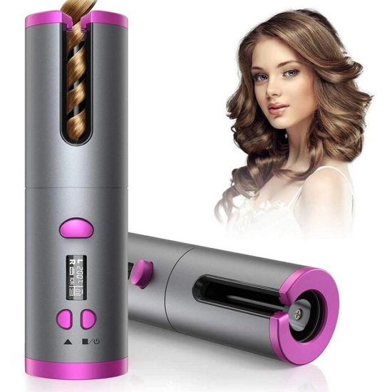 Безжична керамична маша за коса Cordless Automatic Curler 2 в 1 - със зарядно за телефон