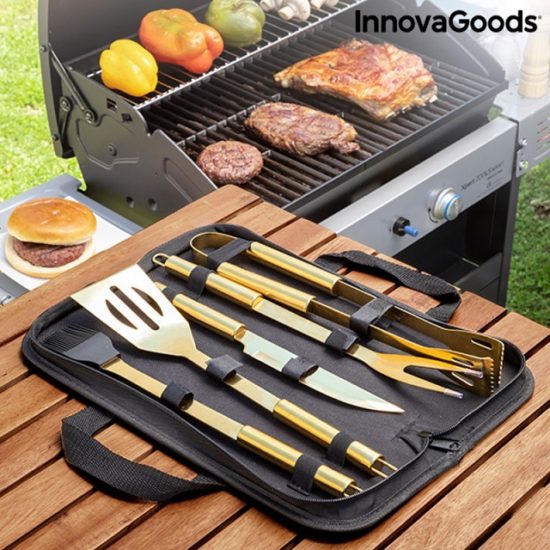 Прибори за барбекю в луксозен несесер BBQase InnovaGoods - комплект от 6 броя