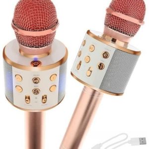 Безжичен микрофон за караоке - светло розов