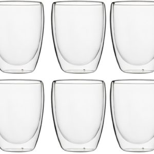 Стъклени термо чаши за кафе 350 мл - комплект от 6 броя