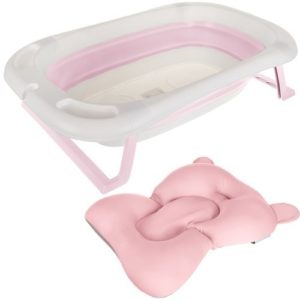 Бебешка вана с термометър и розова възглавничка
