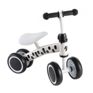 Детско колело за баланс с 4 гуми в черно - бял цвят