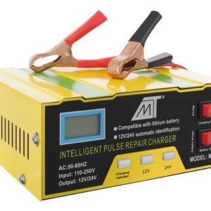 Зарядно за акумулатор 12V в жълто - черен цвят
